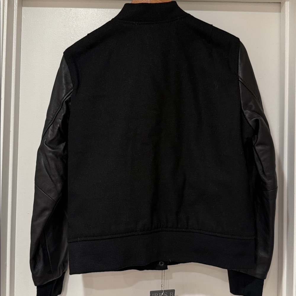 Burk’s Bay Black Women's Wool Leather Sleeve Varsity Jacket Sz M - Picture 7 of 9